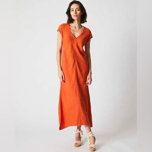 Billy Reid Maxi Bias Linen Dress in Terracotta size Small